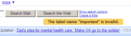 Label important not allowed in Gmail